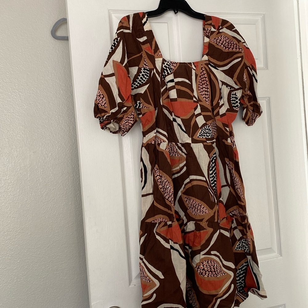 Brown and Orange Patterned Dress